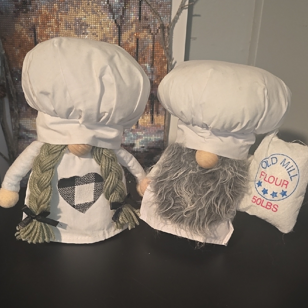 Gnome Pair Baking Plush Beanie Decor